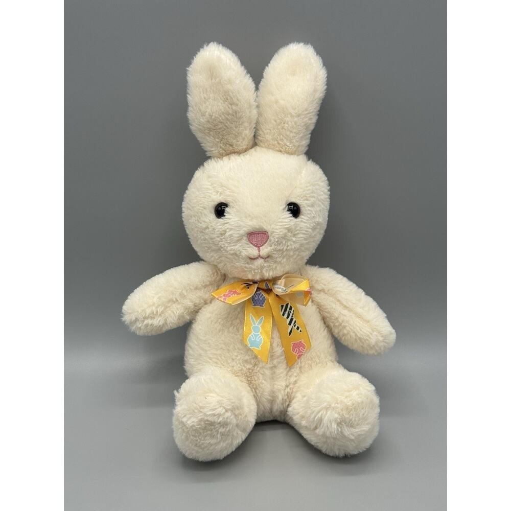 Walmart Beige Bunny Rabbit Plush 11" Stuffed Animal W/ Yellow Ribbon Bow